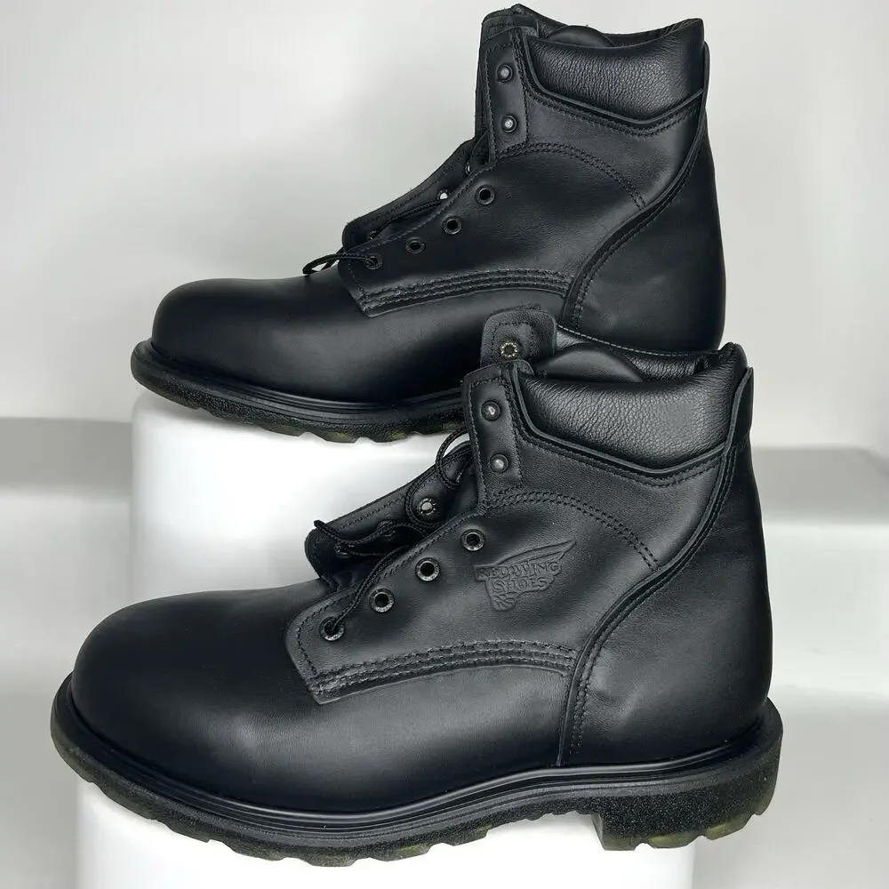 Red Wing 607 Work Boots 10.5 EE Black Leather EH Soft Toe USA MSRP $269 New